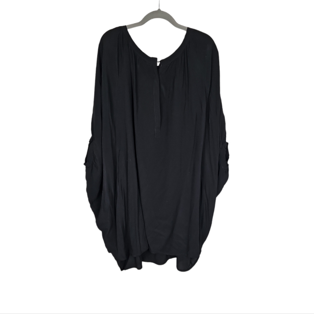 🌞Rabens Saloner Black Boxy Dolman Sleeve Viscose Tunic Kaftan Dress Pockets S/M - Picture 1 of 12